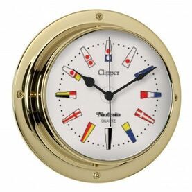Nautialia Clipper Code Flag Clock (QuickFix) Brass