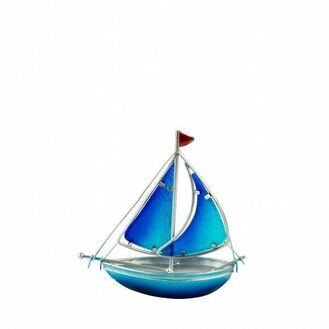 Stained Glass Yacht - Blue - 15cm