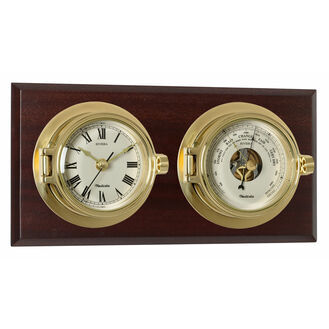 Nauticalia Mounted Riviera Brass Clock & Barometer