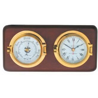 Meridian Zero Channel Clock & Barometer on Wooden Board