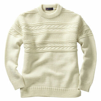 Pure British Wool Guernsey Cable Sweater - Navy or Ecru