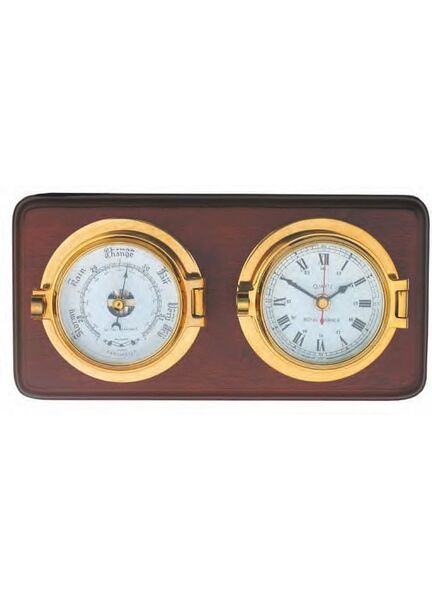 Meridian Zero Channel Clock & Barometer on Wooden Board