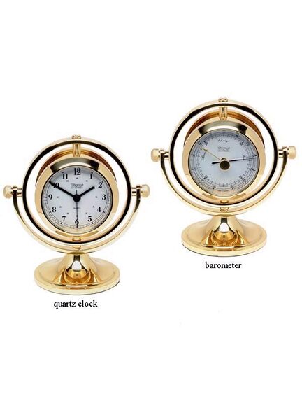 Weems & Plath Brass Gimballed Skipjack Clock & Barometer