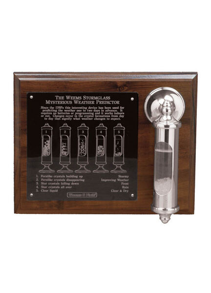 Weems & Plath Stormglass with Engraved Plate on Wood Display