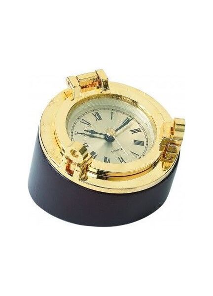 Nauticalia Brass Porthole Clock Desk Paperweight