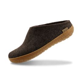 Glerups 100% Pure, Natural Wool &amp; Rubber Slip On, Nature Brown Slipper