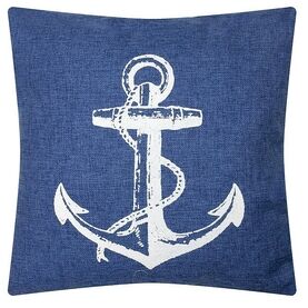 Nauticalia Anchor Print Denim-Style Maritime Cushion
