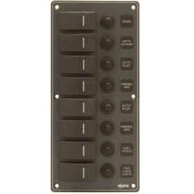 8P Aluminium IP66 Switch Panel with Backlight (Dark Grey)