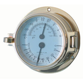 Meridian Zero Channel Brass Thermometer & Hygrometer