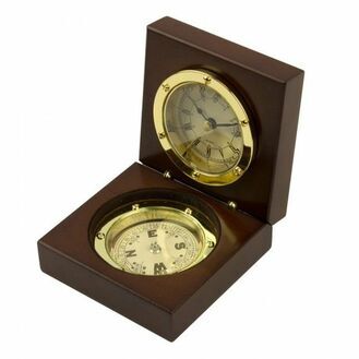 Admiral's Clock & Compass Box -  9x9cm