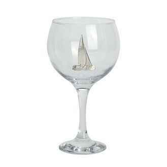 Nauticalia Gin Glass with Pewter Yacht Badge