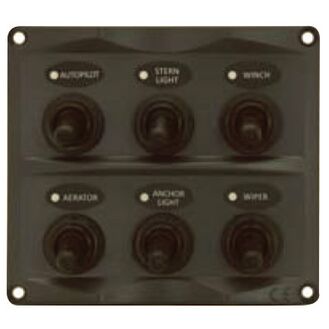 6P IP66 ABS Toggle Switch Panel (Dark Grey)