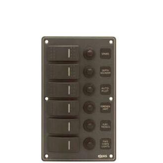 6P Aluminium IP66 Switch Panel with Backlight (Dark Grey)