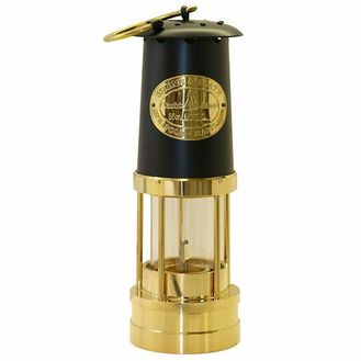 Brass Yacht Lamp with Black Bonnet