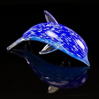 Blue Glass Dolphin, 20cm