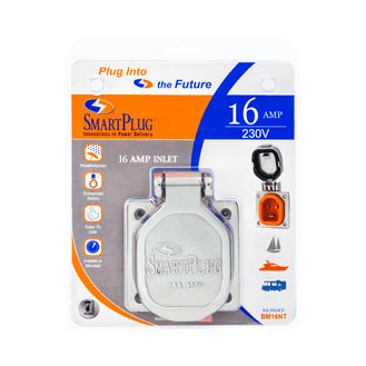 Smartplug 16 Amp - Stainless Steel Inlet with Stainless Steel Cover Assembly