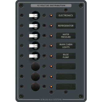 Blue Sea Systems Traditional Metal DC Panel (8 Positions)