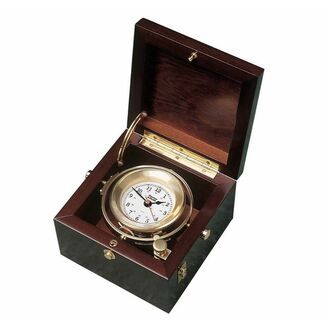 Weems & Plath Brass Gimballed Nautical Box Clock
