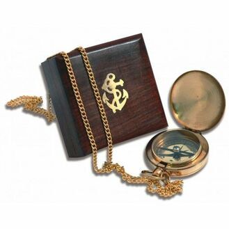 Brass Pocket Compass in Box