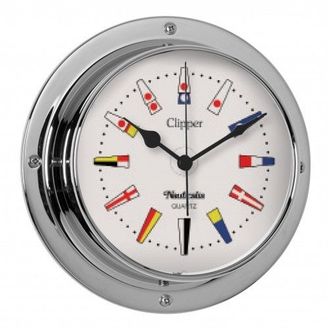 Nauticalia Clipper Code Flag Clock (QuickFix) Chrome