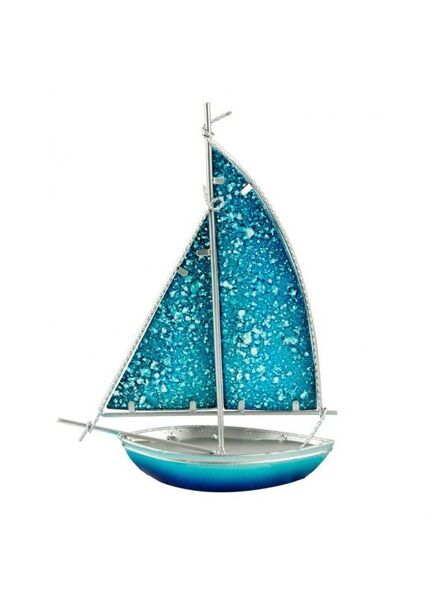 Stained Glass Bermuda-rigged Yacht - light blue - 26cm