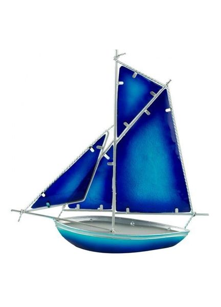 Stained Glass Sloop -Blue - 30cm