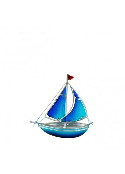 Stained Glass Yacht - Blue - 15cm