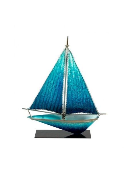 Art Metal Yacht with Stand - Blue - 26cm