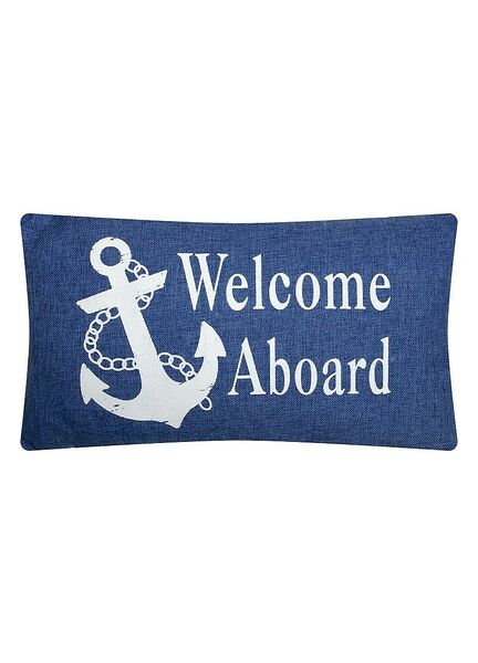 Nauticalia 'Welcome Aboard' Denim Blue Anchor Cushion
