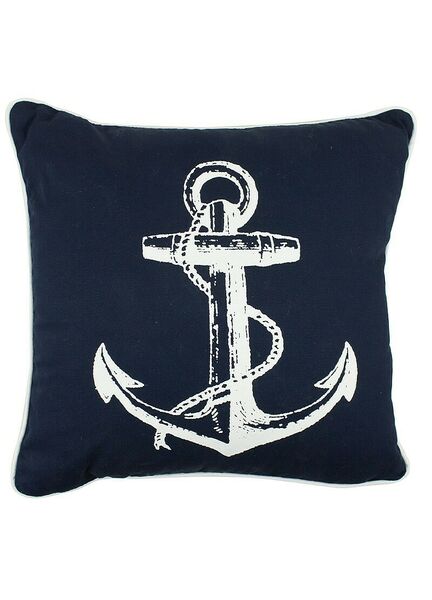 Nauticalia Anchor Print Maritime Cushion - Navy