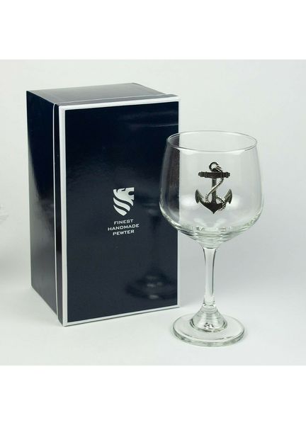 Nauticalia Gin Glass with Pewter Anchor Badge