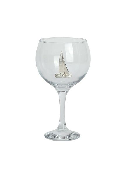 Nauticalia Gin Glass with Pewter Yacht Badge