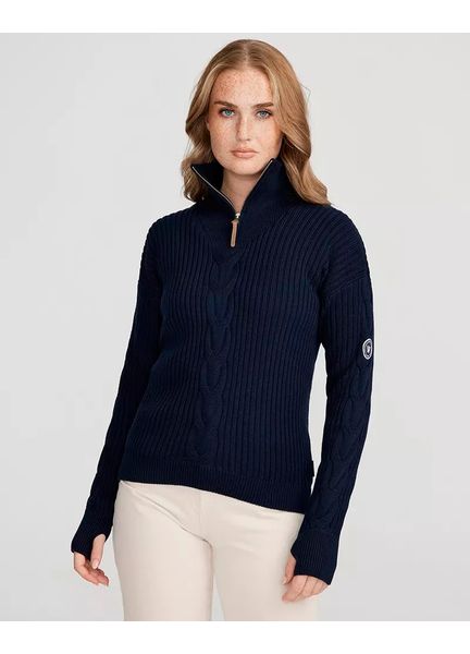 Holebrook Valborg Women's Organic Cotton Navy T-Neck Windproof Jumper