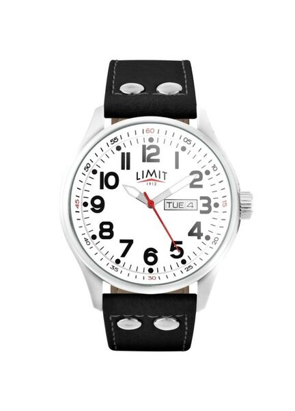 Limit White Dial Pilot Watch With Black PU Leather Effect Strap