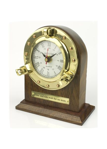 &#34;Time & Tide…&#34; Porthole Desk Clock, 15cm