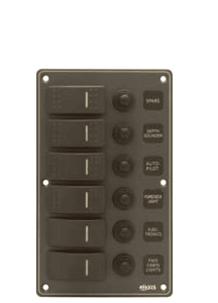 6P Aluminium IP66 Switch Panel with Backlight (Dark Grey)
