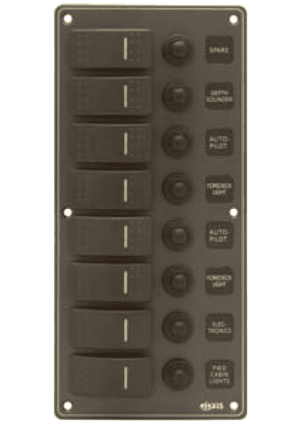 8P Aluminium IP66 Switch Panel with Backlight (Dark Grey)