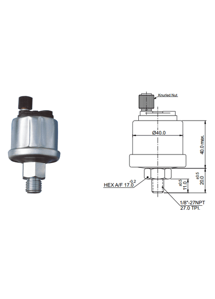 Veethree Oil Pressure Senders-0-80 PSI-Single Station