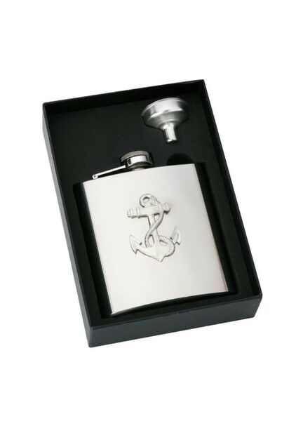 Stainless Steel Pocket Flask with Pewter Symbol
