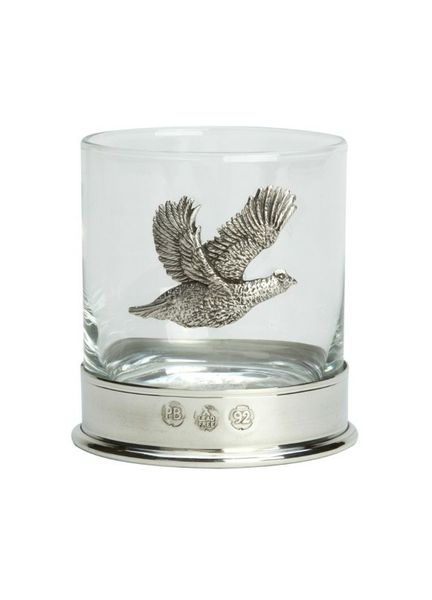 Pewter-Mounted Whisky Tumbler with Fouled Anchor Badge