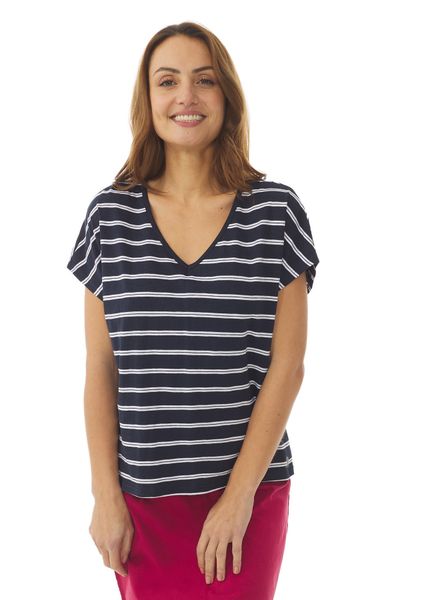 Women's Mousqueton Begmeil Marine/Blanc T-Shirt