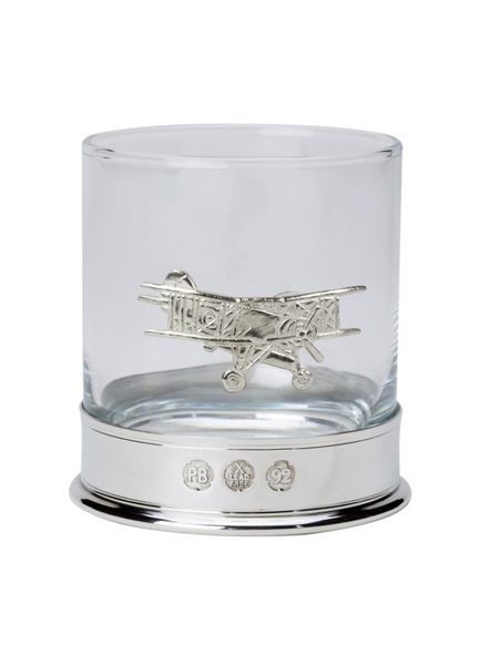 Pewter-Mounted Whisky Tumbler with Fairey Swordfish Badge