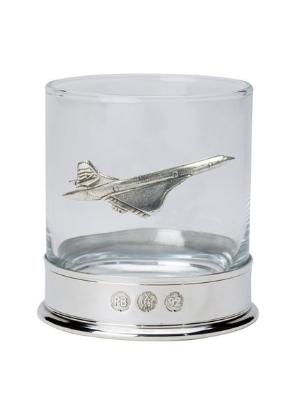 Pewter-Mounted Whisky Tumbler with Concorde Badge