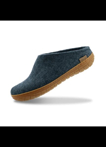 Glerups 100% Pure, Natural Wool &amp; Rubber Honey/Denim, Slip On Slipper