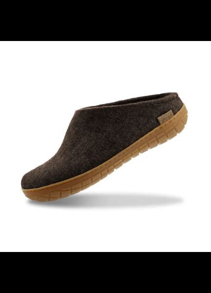 Glerups 100% Pure, Natural Wool &amp; Rubber Slip On, Nature Brown Slipper