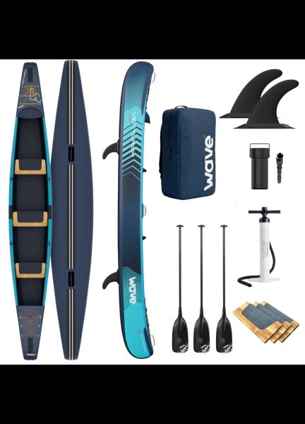 WAVE Venturer Inflatable Canoe with Bench Seats 2-3 Person