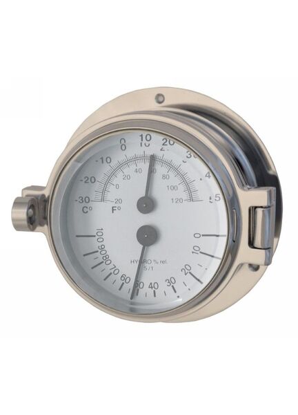 Polished Chrome Channel Thermometer & Hygrometer