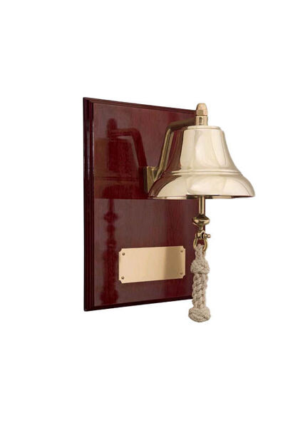 Weems & Plath 6&#34; Brass Bell Mounted on High Gloss Mahogany Plaque