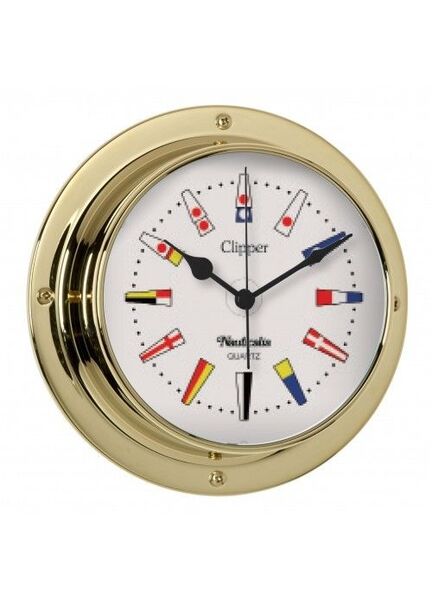 Nautialia Clipper Code Flag Clock (QuickFix) Brass