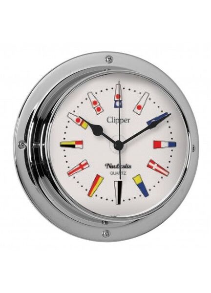 Nauticalia Clipper Code Flag Clock (QuickFix) Chrome